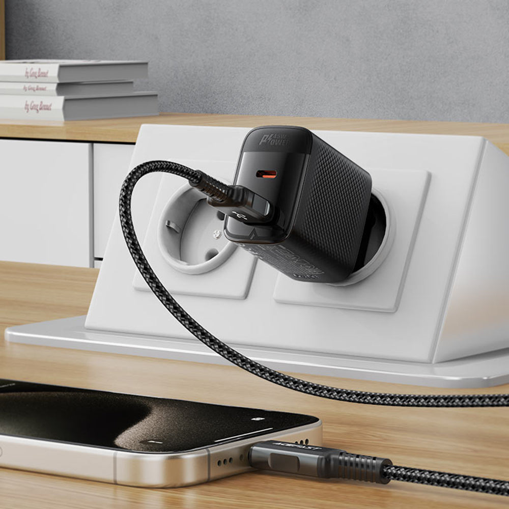 Nettlader Acefast A106, 45W, 3A, 1 x USB-A - 1 x USB-C, Svart