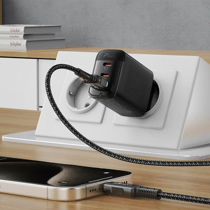Nettlader Acefast A108, 67W, 3A, 1 x USB-A - 2 x USB-C, Svart
