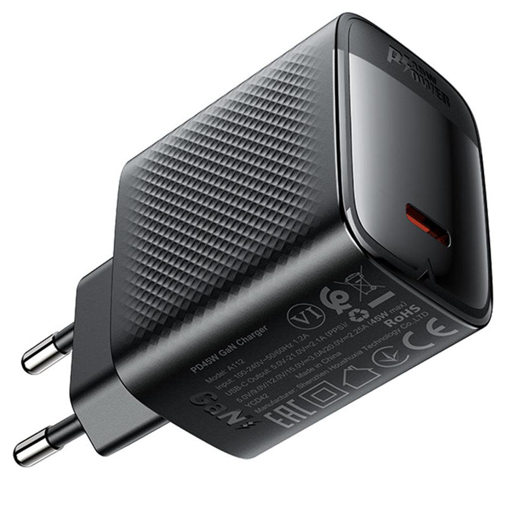 Nettlader Acefast A112, 45W, 3A, 1 x USB-C, Svart