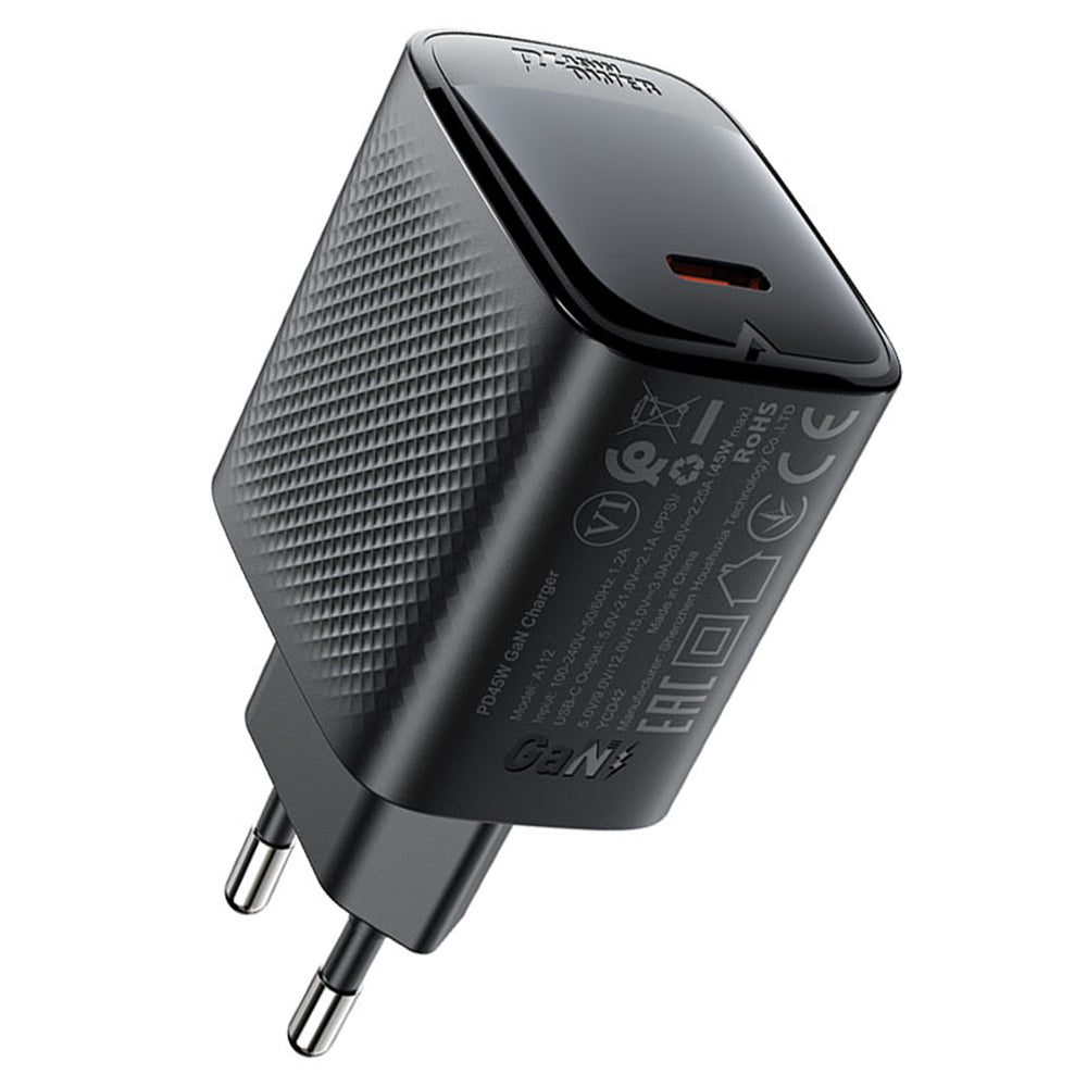 Nettlader Acefast A112, 45W, 3A, 1 x USB-C, Svart