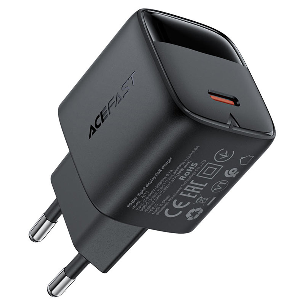 Acefast A113 Display Nettlader, 20W, 3A, 1 x USB-C, Svart