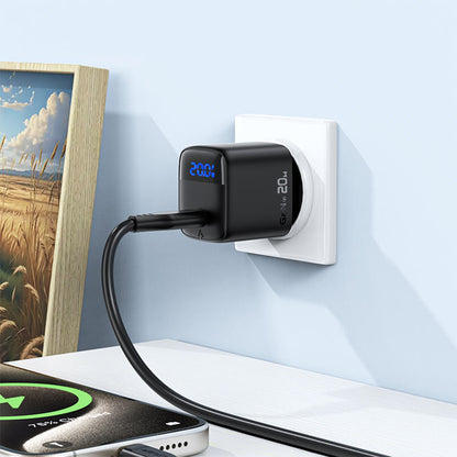 Acefast A113 Display Nettlader, 20W, 3A, 1 x USB-C, Svart