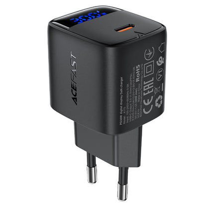 Acefast A115 Display Nettlader, 30W, 3A, 1 x USB-C, Svart