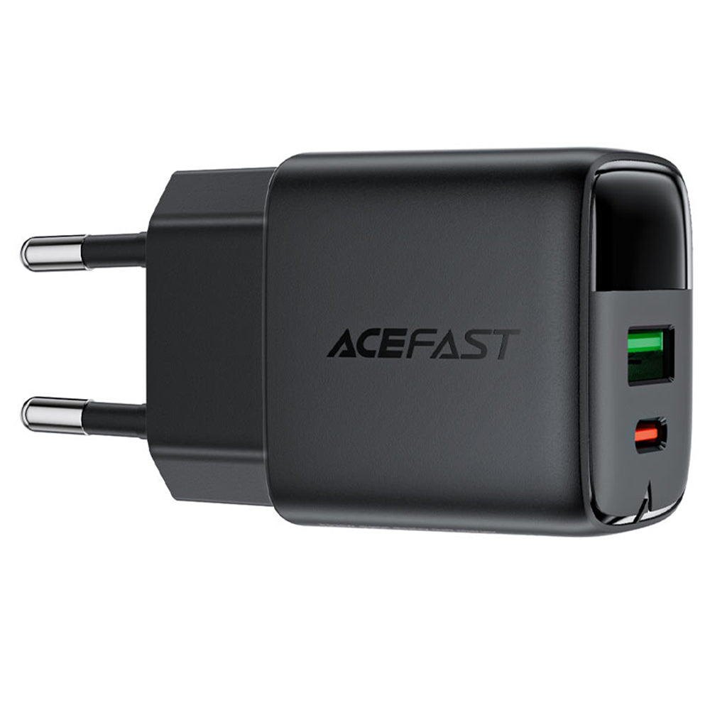 Acefast A116 Display Nettlader, 35W, 3A, 1 x USB-A - 1 x USB-C, Svart