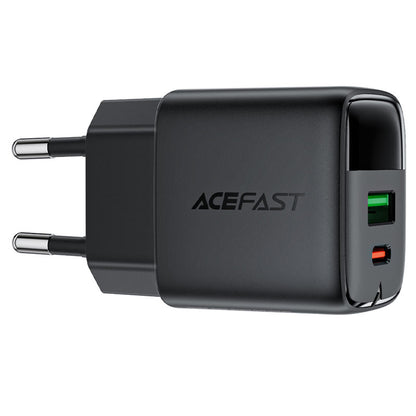 Acefast A116 Display Nettlader, 35W, 3A, 1 x USB-A - 1 x USB-C, Svart