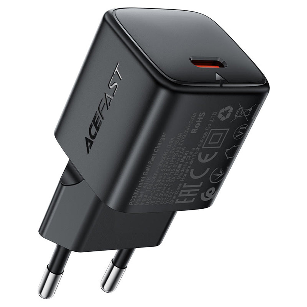 Acefast A118 nettverkslader, 30W, 3A, 1 x USB-C, Svart