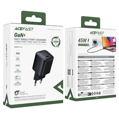 Acefast A119 nettverkslader, 45W, 3A, 1 x USB-C, Svart