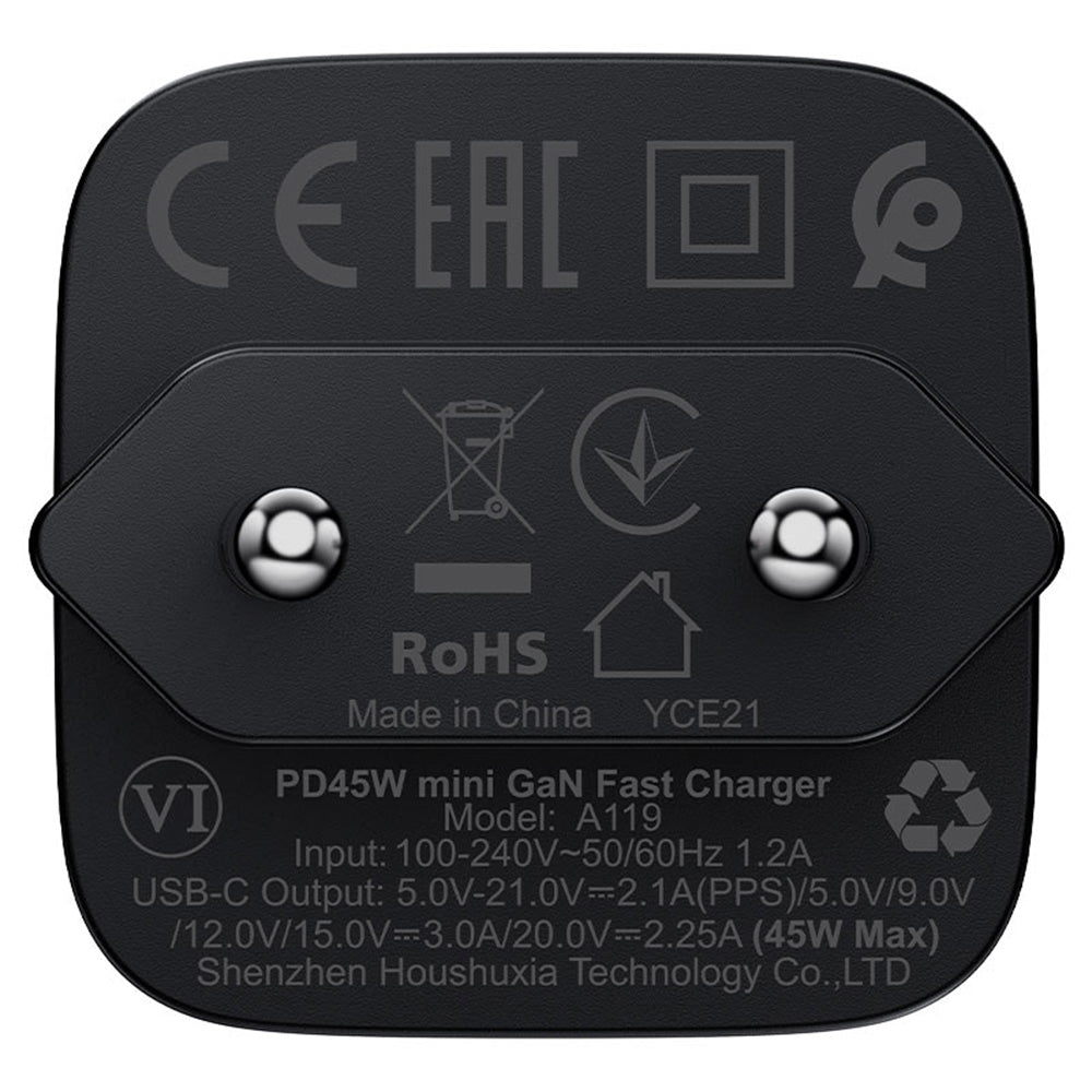 Acefast A119 nettverkslader, 45W, 3A, 1 x USB-C, Svart