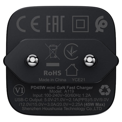 Acefast A119 nettverkslader, 45W, 3A, 1 x USB-C, Svart