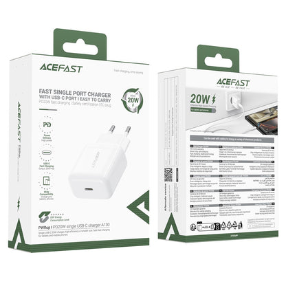 Acefast A130 nettverkslader, 20W, 3A, 1 x USB-C, Hvit