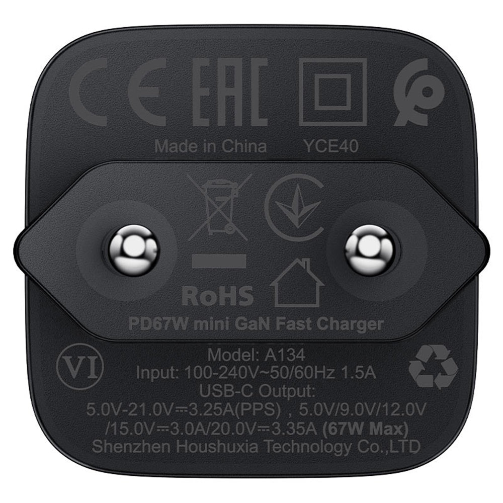 Acefast A134 nettverkslader, 67W, 3.35A, 1 x USB-C, Svart