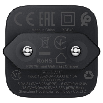 Acefast A134 nettverkslader, 67W, 3.35A, 1 x USB-C, Svart