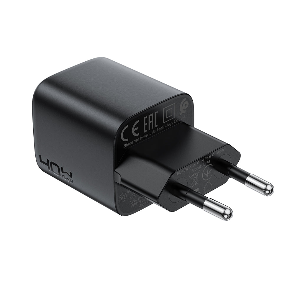 Acefast A136 nettverkslader, 40W, 3A, 1 x USB-C, Svart