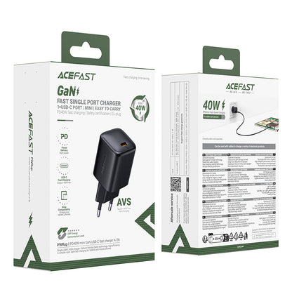 Acefast A136 nettverkslader, 40W, 3A, 1 x USB-C, Svart