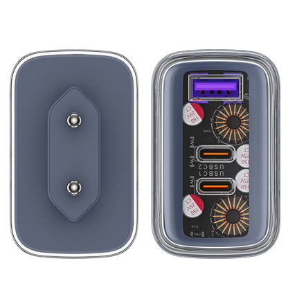 Acefast A45 Exploration nettverkslader, 65W, 3.25A, 1 x USB-A - 2 x USB-C, Grå