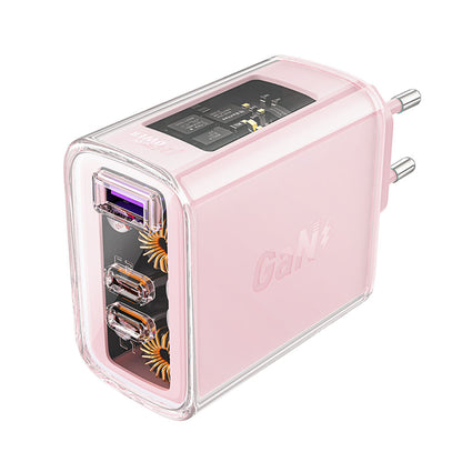 Acefast A45 Exploration nettverkslader, 65W, 3.25A, 1 x USB-A - 2 x USB-C, Rosa