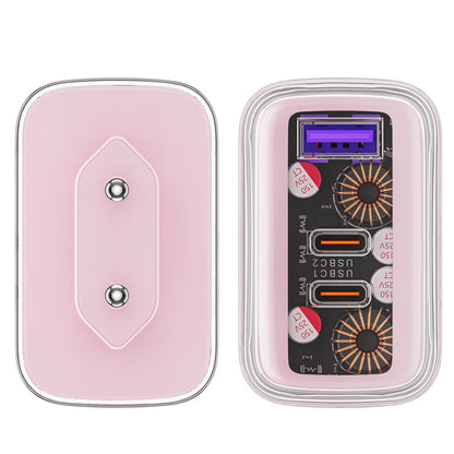 Acefast A45 Exploration nettverkslader, 65W, 3.25A, 1 x USB-A - 2 x USB-C, Rosa