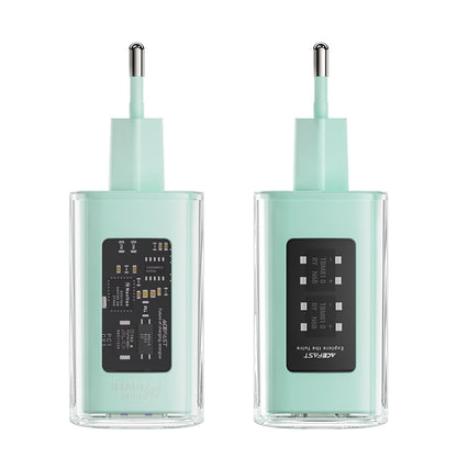 Nettlader Acefast A45 Exploration, 65W, 3.25A, 1 x USB-A - 2 x USB-C, Grønn