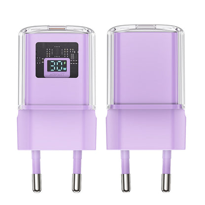Acefast A53 Sparkling Display nettverkslader, 30W, 3A, 1 x USB-C, Lilla