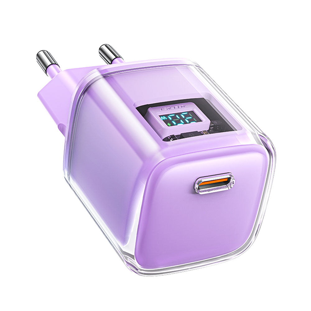 Acefast A53 Sparkling Display nettverkslader, 30W, 3A, 1 x USB-C, Lilla