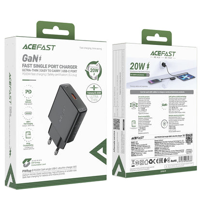 Nettlader Acefast A65, 20W, 3A, 1 x USB-C, Svart