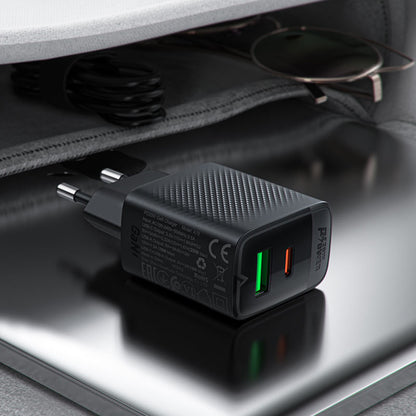 Acefast A78 nettverkslader, 20W, 3A, 1 x USB-A - 1 x USB-C, Svart