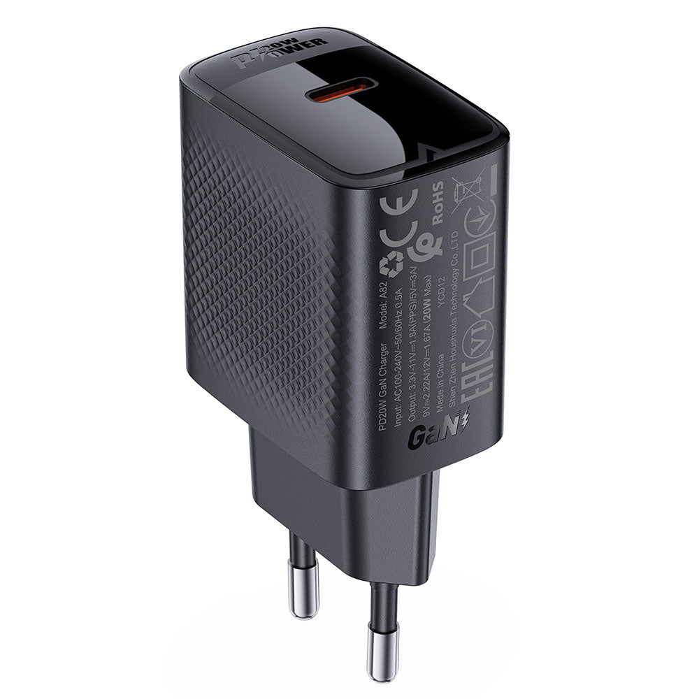 Acefast A82 nettverkslader, 20W, 3A, 1 x USB-C, Svart
