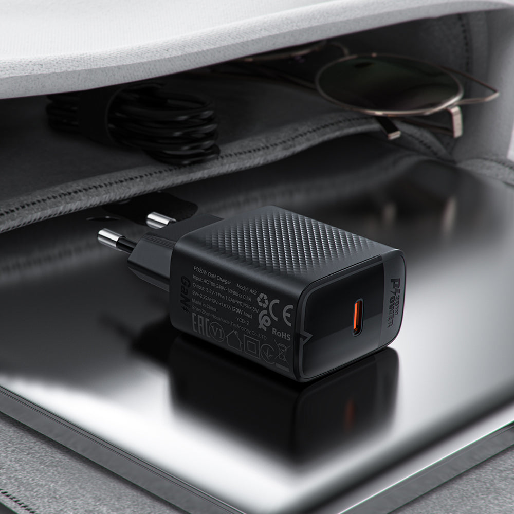 Acefast A82 nettverkslader, 20W, 3A, 1 x USB-C, Svart