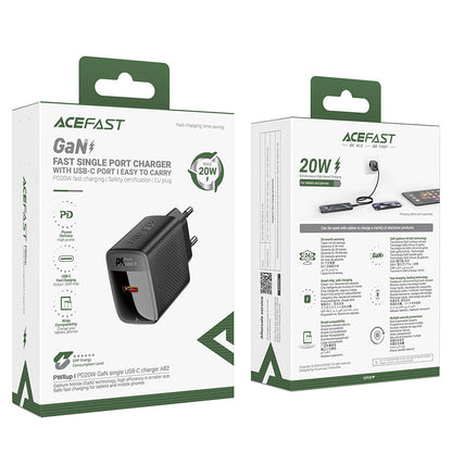 Acefast A82 nettverkslader, 20W, 3A, 1 x USB-C, Svart
