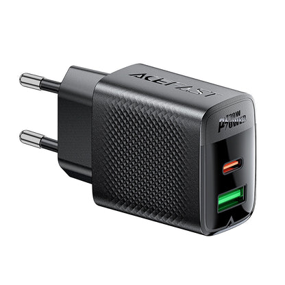 Acefast A98 nettverkslader, 30W, 3A, 1 x USB-A - 1 x USB-C, Svart