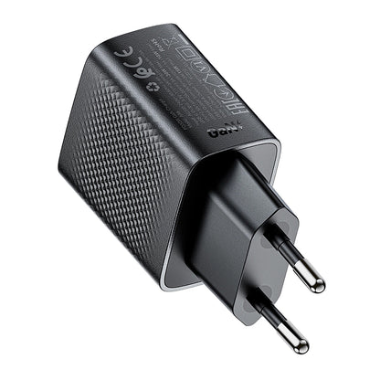 Acefast A98 nettverkslader, 30W, 3A, 1 x USB-A - 1 x USB-C, Svart