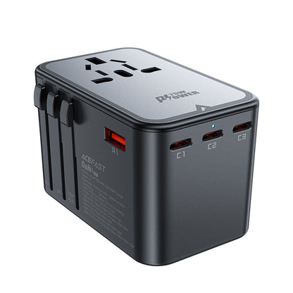 Acefast Travel Z1 nettverkslader, 75W, 3.35A, 2 x USB-A - 3 x USB-C, Svart