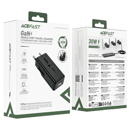 Acefast Z7 Travel nettverkslader, 30W, 3A, 1 x USB-C, Svart