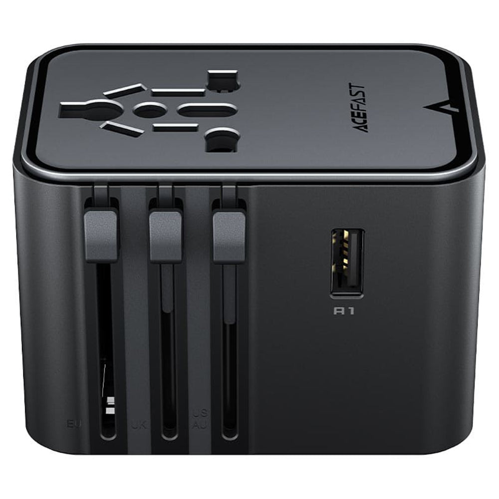 Acefast Z8 Travel nettverkslader, 45W, 3A, 2 x USB-A - 3 x USB-C, Svart