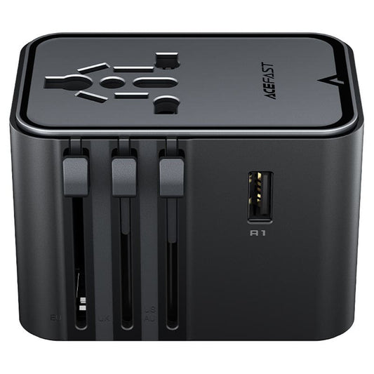 Acefast Z8 Travel nettverkslader, 45W, 3A, 2 x USB-A - 3 x USB-C, Svart