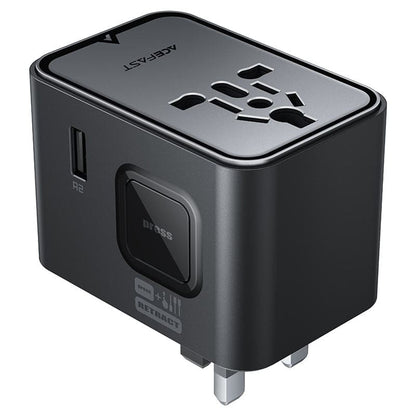 Acefast Z8 Travel nettverkslader, 45W, 3A, 2 x USB-A - 3 x USB-C, Svart
