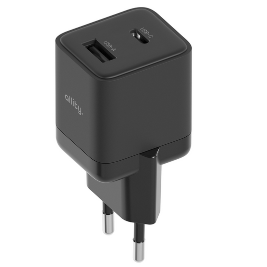 Allity Nettlader. ATC-01-30WAC Mini, 30W, 3A, 1 x USB-A - 1 x USB-C, Svart