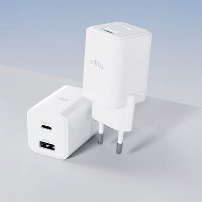 Allity Nettlader. ATC-01-30WAC Mini, 30W, 3A, 1 x USB-A - 1 x USB-C, Hvit