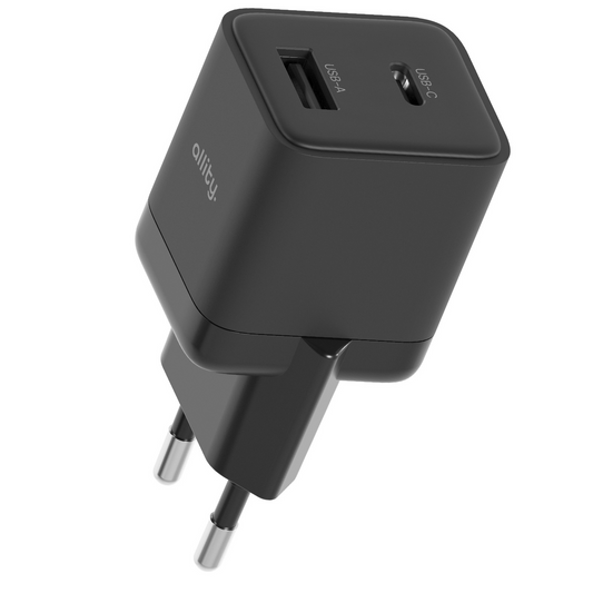 Allity Nettlader. ATC-01-30WAC Mini, 30W, 3A, 1 x USB-A - 1 x USB-C, Svart