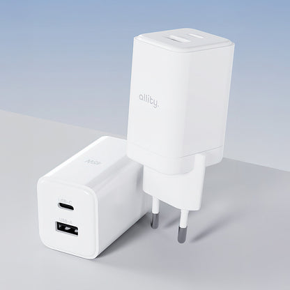 Allity Nettlader. ATC-01-45WCC Fast, 45W, 3A, 1 x USB-A - 1 x USB-C, Hvit