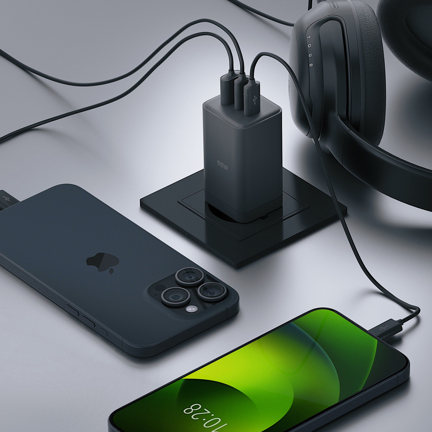 Allity Nettlader. ATC-01-65WACC Fast, 65W, 3.25A, 1 x USB-A - 2 x USB-C, Svart