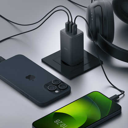 Allity Nettlader. ATC-01-65WACC Fast, 65W, 3.25A, 1 x USB-A - 2 x USB-C, Svart