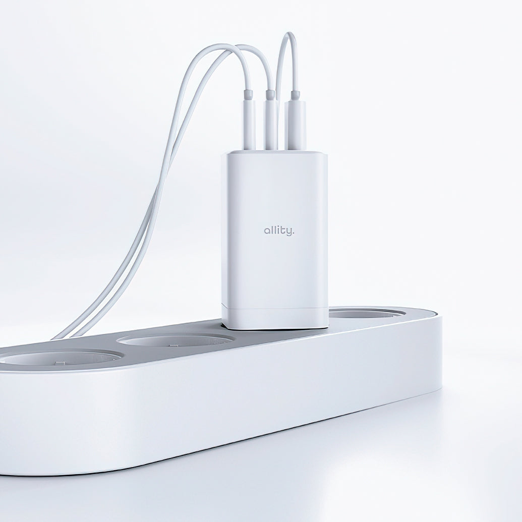Allity Nettlader. ATC-01-65WACC Fast, 65W, 3.25A, 1 x USB-A - 2 x USB-C, Hvit