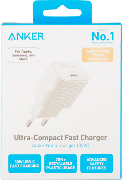 Nettverkslader Anker 511 Nano 4, 30W, 3A, 1 x USB-C, Hvit A2337G21 