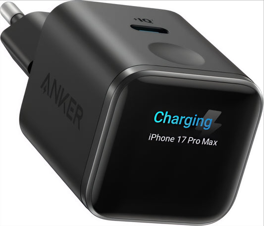 Anker Nano Charger Display nettverkslader, 45W, 3A, 1 x USB-C, Svart A121DG11