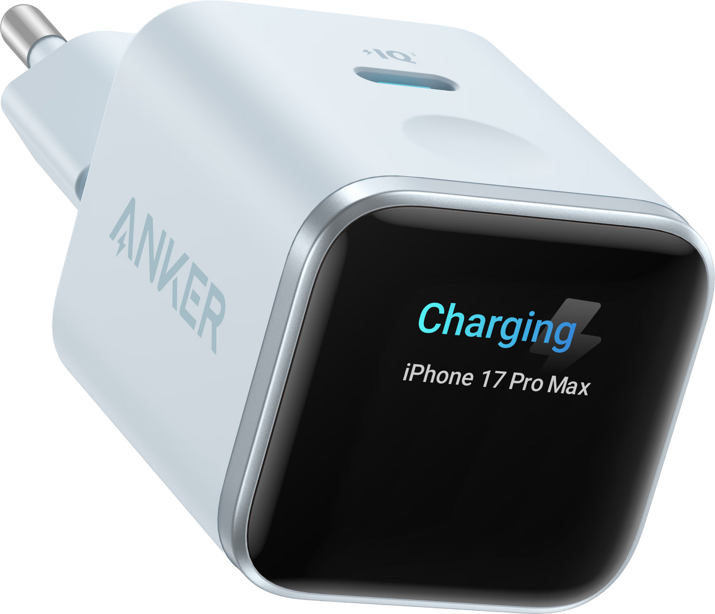 Anker Nano Display Nettlader, 45W, 3A, 1 x USB-C, Blå A121DG31