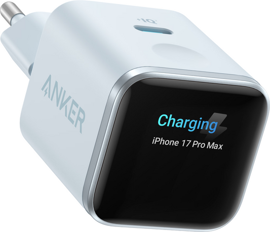 Anker Nano Display Nettlader, 45W, 3A, 1 x USB-C, Blå A121DG31