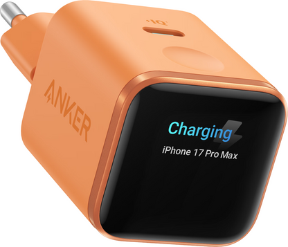 Anker Nano Display Nettlader, 45W, 3A, 1 x USB-C, Oransje A121DGO1
