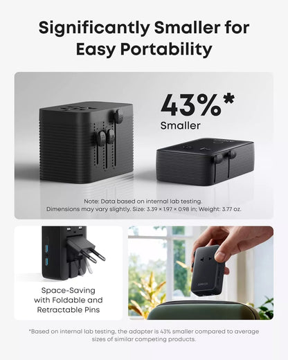 Anker Nano Travel Nettlader, 20W, 3A, 2 x USB-A - 2 x USB-C, Svart A9215H11