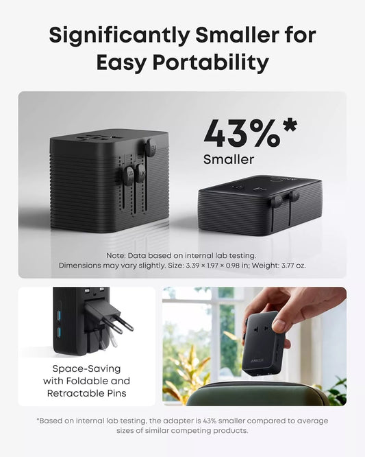 Anker Nano Travel Nettlader, 20W, 3A, 2 x USB-A - 2 x USB-C, Svart A9215H11